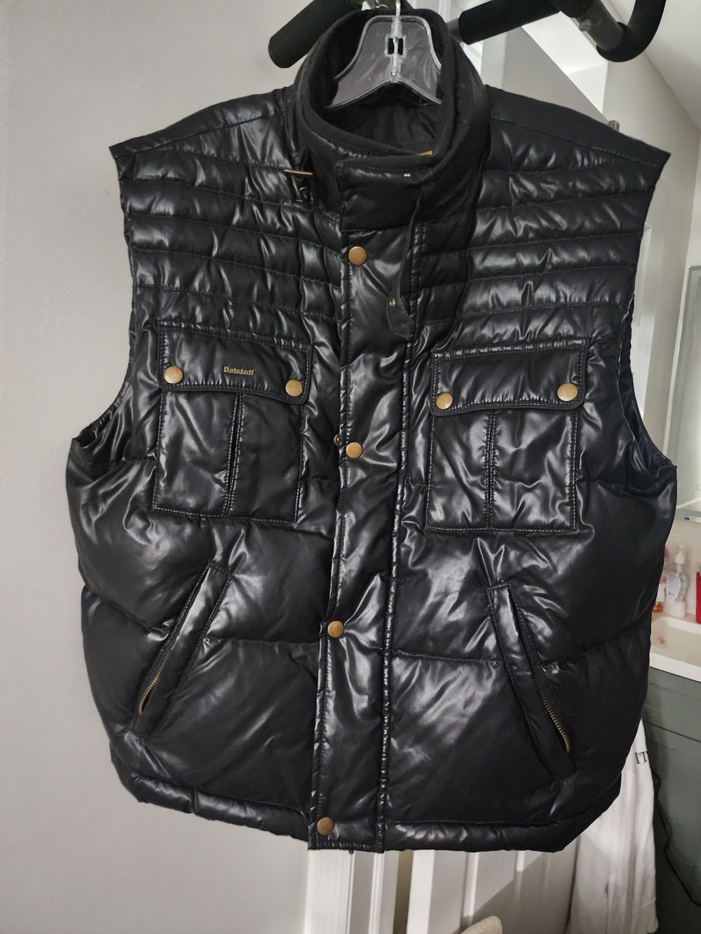Barbour Black Quilted Puffer Vest with Brass Details